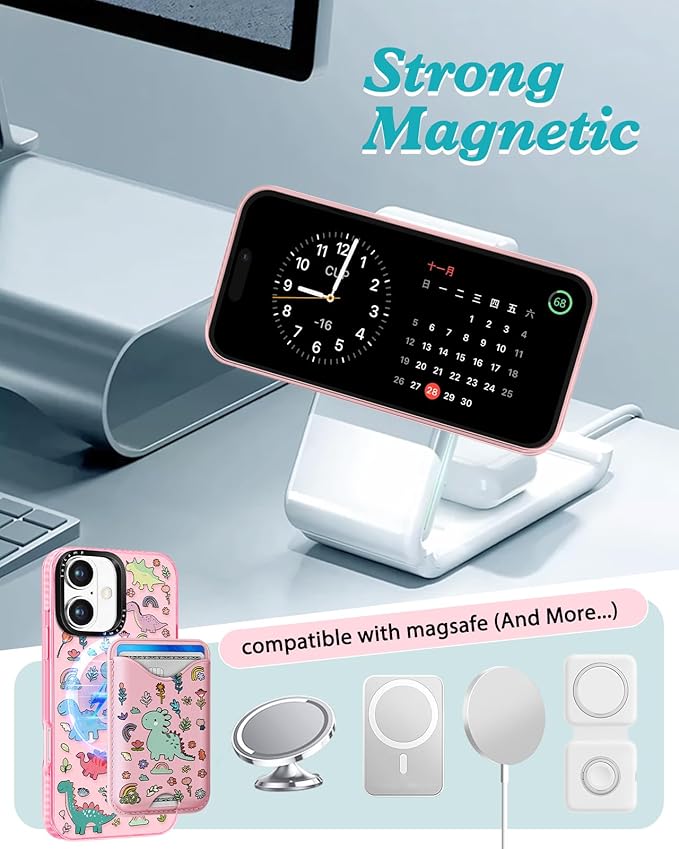 Toycamp for iPhone 17 Case - Compatible with Magsafe Credit Card Holder Wallet Magnetic Cute Women Teen Girls Kawaii Girly Unique Animal Design Phone Cover for Apple 17 Air