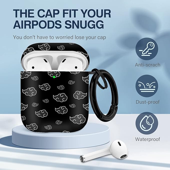 Maxjoy for Airpods Case, Anime Cartoon Cute Design Airpods 1st and 2nd Generation Case Cover for Air Pods Men Boys Girls Kids,Kawaii Cases for Apple Airpods 1/2,Anime White Cloud Lanyard