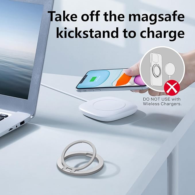 ZXM Magnetic Phone Grip for Magesafe,X7 for Magsafe Ring Stand,Magnetic Cellphone Ring Holder with Kickstand for iPhone 16 Pro Max Plus iPhone 15 14 13 &Huawei,Samsung(Silver)