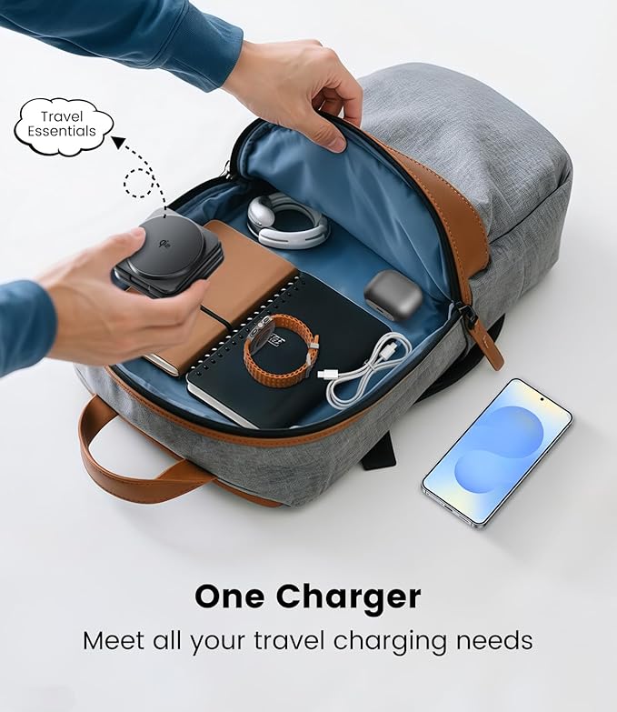 KU XIU Qi2 Certified 3 in 1 Charging Station for Samsung, Aluminum Alloy Foldable 15W Wireless Charger for Galaxy S26 S25 Series Z Flod 7, Fast Charger for Galaxy Watch Ultra, for Galaxy Buds