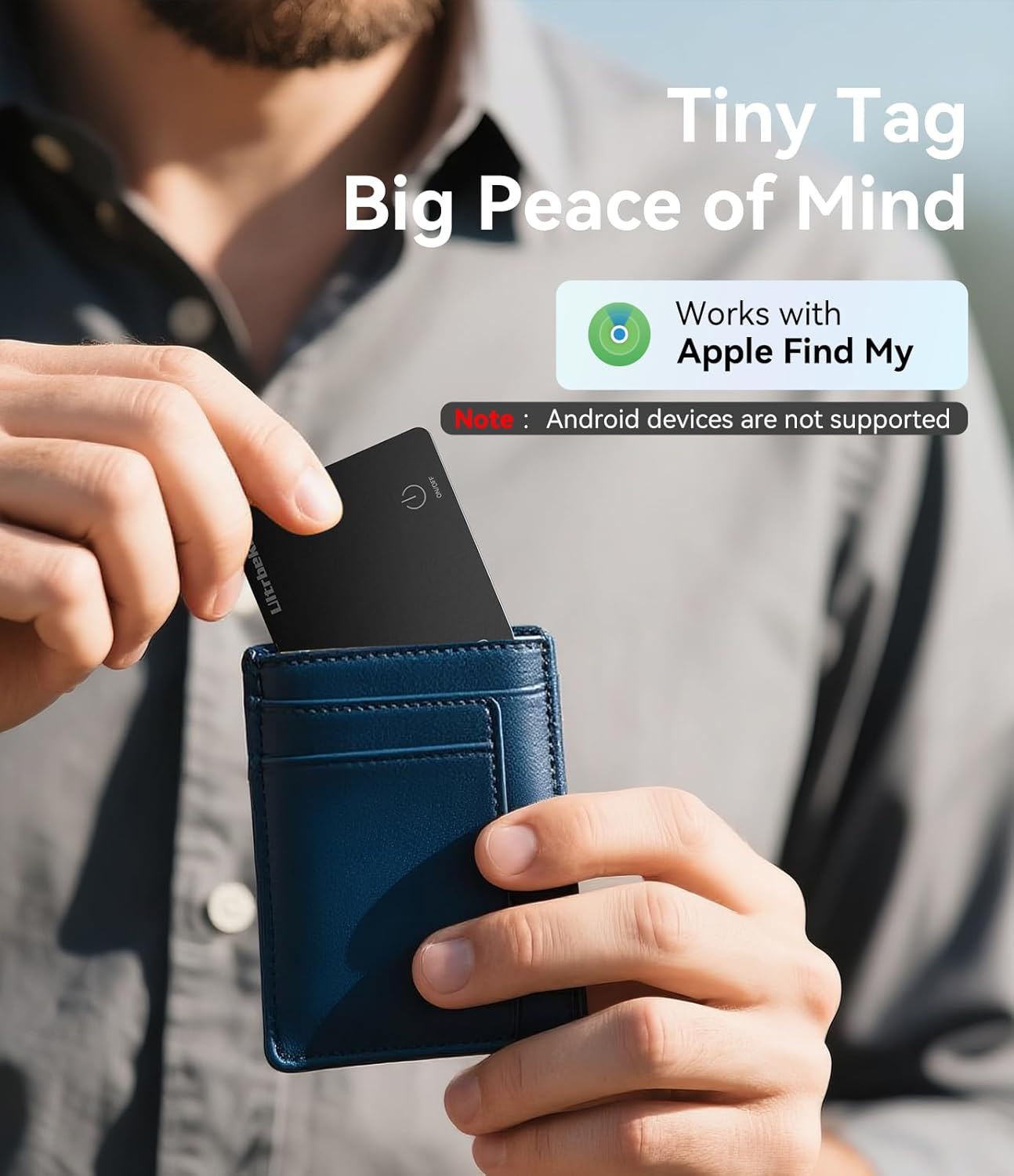 Ultra-Thin Wallet Tracker Card IP68 Waterproof Bluetooth Finder Apple Find My Compatible Wireless Charging iOS