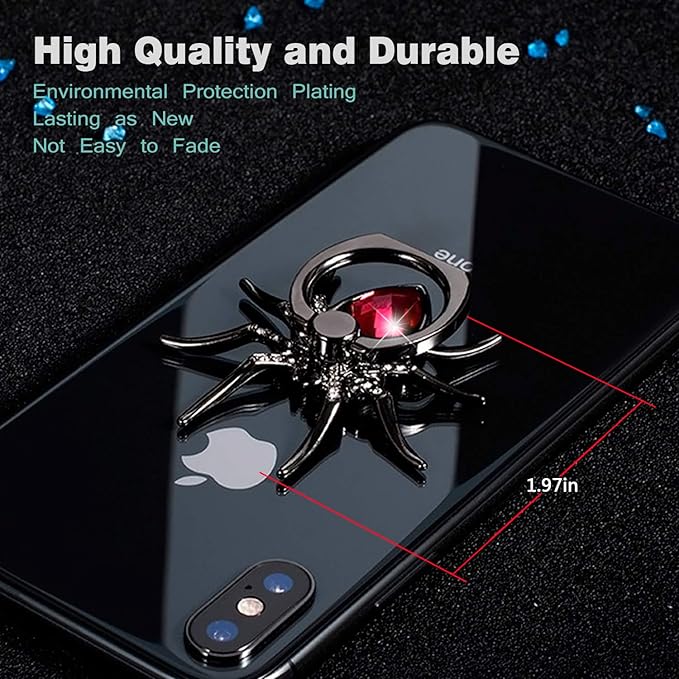 Allengel Phone Ring Holder Stand, 360 Degree Rotation Universal Spider Finger Kickstand with Polished Metal Phone Grip for Cell Phone, Red