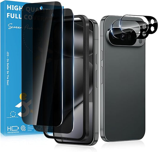 2 Pack for Google Pixel 10 Pro Privacy Screen Protector, 2 Pack Camera Protector, Fingerprint Compatible, Anti Spy, 9H Hardness Glass for Google Pixel 10 Pro