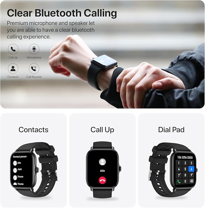 Smart Watch for Men Women (Answer/Make Calls/AI Voice Control) 1.91" for Android Phones iPhone Samsung Compatible IP68 Waterproof/Heart Rate/Sleep Tracker/116 Sport Modes.