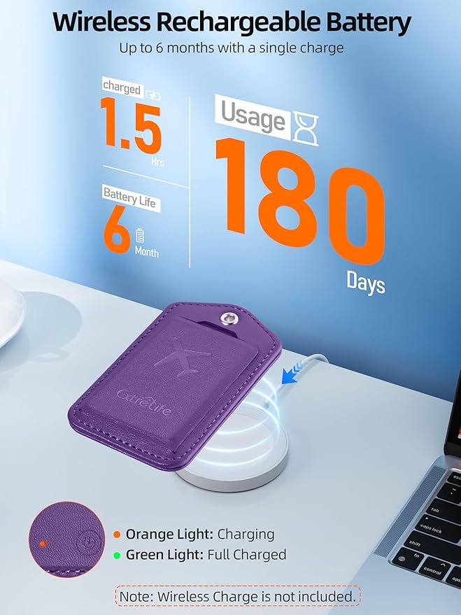 Luggage Tags, Works with Apple Find My, Leather Luggage Tag for Suitcases, Travel Tags, Bag Tag, Suitcase Tag with Privacy Flap, Anti-Lost Smart Luggage Tracker, Travel Essentials, Elegant Purple