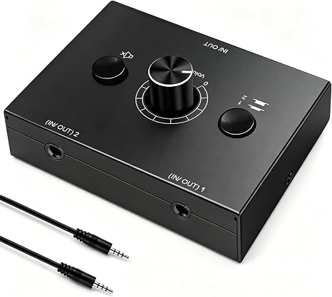 3.5mm Audio Switcher Passive Speaker Selector with Mute