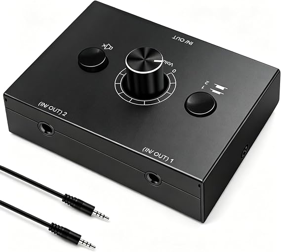 3.5mm Audio Switcher Passive Speaker Selector with Mute