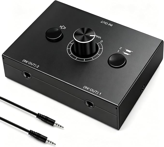 3.5mm Audio Switcher Passive Speaker Selector with Mute