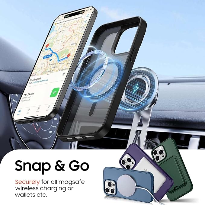 Magnetic for iPhone 15 Pro Max Case with Detachable Wallet, Compatible with MagSafe, Credit Card Holder with Slim Shockproof Protective Phone Cover, Black