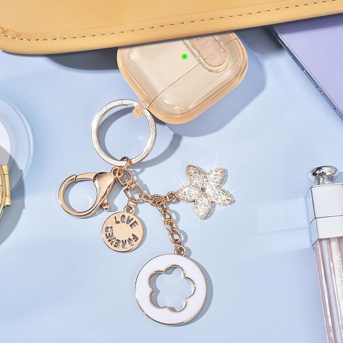 (with Safety Lock) Clear Case Compatible with Cute Apple Airpods 4 Cases 2024 Women, VISOOM Soft TPU Transparency Air pods 4 Gen Case iPods 4 Earbuds Case Girl Bling Keychain for Airpod iPod 4th Gen
