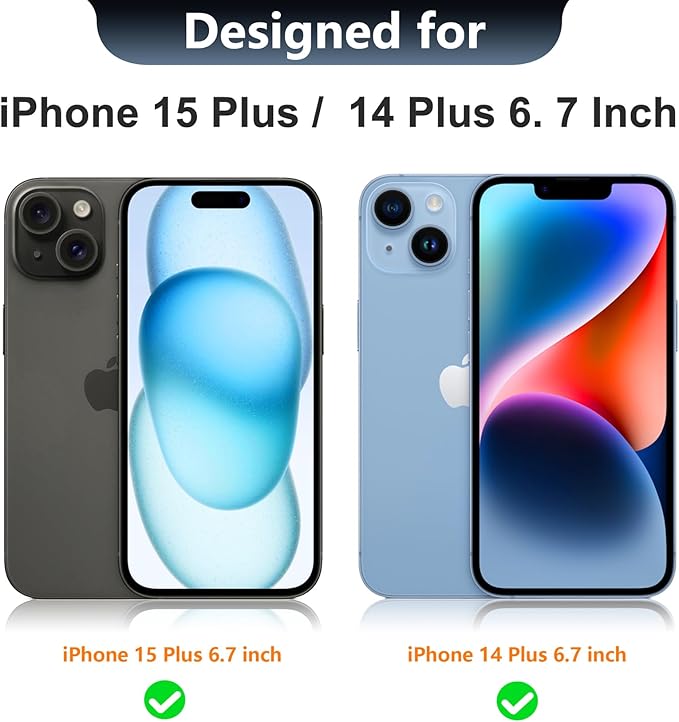 Red2Fire Magnetic for iPhone 15 Plus Case for iPhone 14 Plus Case Clear, [Compatible with Magsafe][Military Grade Drop Protection][Not Yellowing] Slim Phone Case 6.7" - Clear/Black
