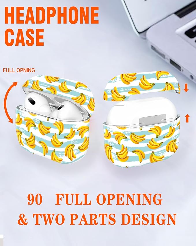 Compatible with Airpod Pro 2nd/1st Generation,360° Full Protection Cover for Girl Women,Cute Accessories Hard Case Portable & Shockproof for Airpod Pro 2nd Charging Case 2023/2022/2019(Banana)