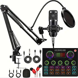 sktome Podcast Equipment Bundle, V8max Voice Changer with Podcast Microphone Bundle - Studio Condenser Microphone Perfect for Podcasting, Recording, Singing, Streaming and Gaming