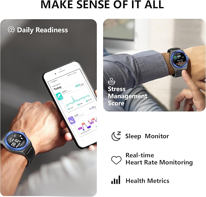 Smart Watches for Men, 1.32" HD Round Touchscreen Smartwatch, Heart Rate/SpO2/Sleep Monitor, Call Notification, 100+ Sports Modes, IP68 Waterproof Fitness Watch for iPhone Android Compatible (Blue)