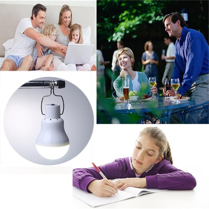 Solar Powered Lamp Remote Control Portable Led Bulb Lights Solar Energy Panel Led Lighting for Camp Tent Night Fishing Emergency Lights Flash 350LM(Pack of 2+Remote Control)