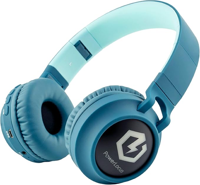 PowerLocus Kids Headphones Wireless, Bluetooth Headphones for Kids Over Ear, LED Lights, 85dB Safe Volume Limit, Foldable, Micro SD Mode, Built-in and Line-in Microphone for Phones,Tablets,Laptop