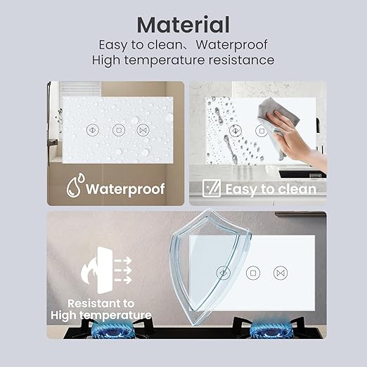 Smart Curtain Switch Neutral Wire Required, 2.4GHz WiFi Dimmer Light Switch with Remote Voice Control, Tempered Glass Panel, Compatible with Alexa and Google Home, White WiFi Curtain