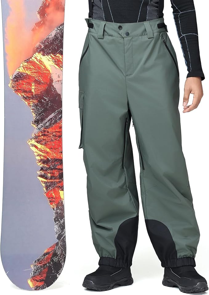 YEEFINE Mens Snow Ski Bibs Pants Baggy Snowboard Overall Insulated Windproof Waterproof Winter Warm Comfy Loose Ski Pants