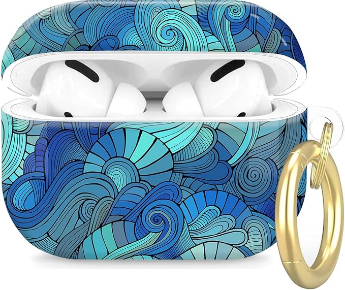 Compatible with Airpod Pro 2nd/1st Generation,Full Protection Cover for Women,Accessories Hard Case Portable & Shockproof for Airpod Pro 2nd Charging Case 2023/2022/2019(Waves Tie Dye)