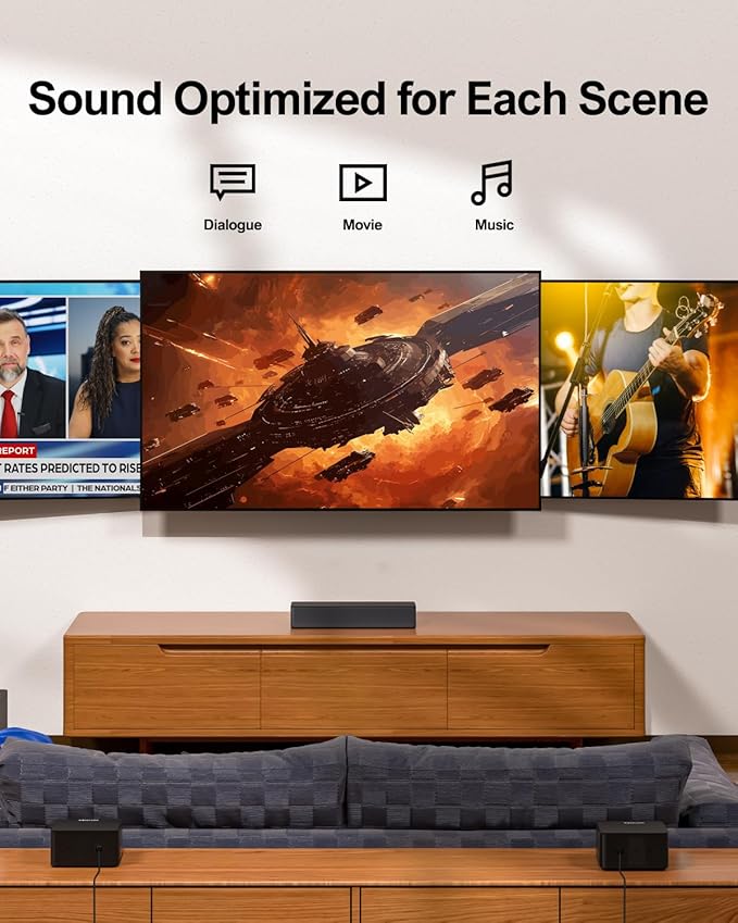 ULTIMEA 5.1 Sound Bar with Dolby Atmos, 410W Surround Sound System for TV, 3D Sound Bars for Smart TV with Subwoofer, Adjustable Surround and Bass, Home Audio Soundbars for TV, HDMI eARC, Poseidon D60