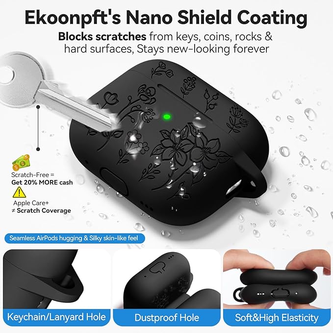 for AirPods Pro 2 Case, Soft Silicone Airpod Pro Case Cover QUTE with Keychain & Cleaning Kit Compatible with AirPods Pro 2nd/1st Generation for Women Girly, Anti-Scratch