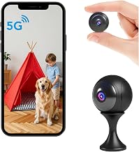 AOBOCAM Mini Security Camera 4K WiFi Rechargeable, Night Vision 5GHz WiFi,Motion Detection, Bluetooth App Control, 24/7 Cycle Recording, Indoor Cam for Home, Office Pet Baby Nanny Cam