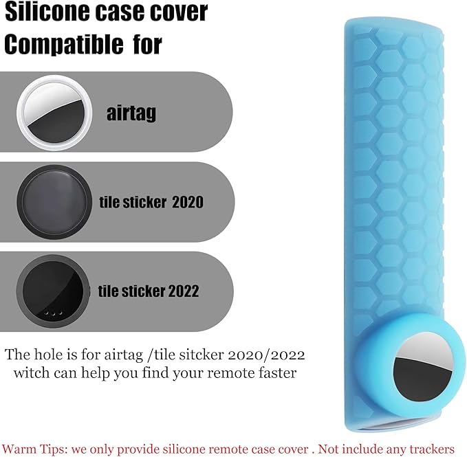 CT-RC1US-21 Remote Cover with Hole for Airtag and Tile Sticker (Glow in The Dark) Compatible for NS-RCFNA-21 Insignia/Toshiba Fir tv Remote,for TV Omni Series and 4-Series (Glow Blue)