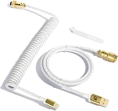 ZIYOU LANG C03 Custom Braided Coiled USB C to A Keyboard Cable-White - Image 1