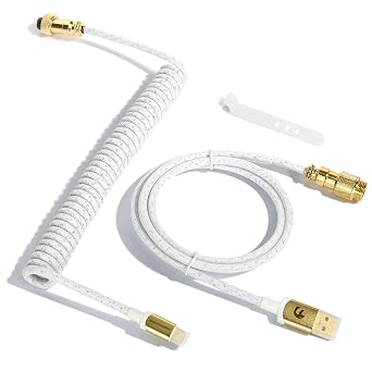 ZIYOU LANG C03 Custom Braided Coiled USB C to A Keyboard Cable-White
