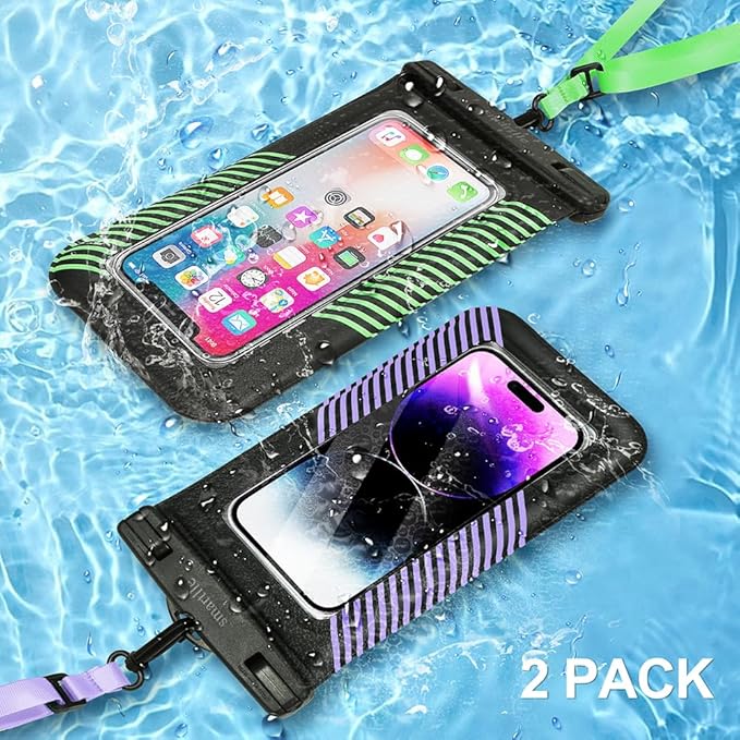 Floating Waterproof Phone Pouches Bags, IPX8 Floatable Cell Phone Water Protectors Cases 2 Pack w/Adjustable Neck Lanyard, for iPhone 15 14 13 Pro Max 12 11, for Galaxy S24 S23 Ultra 7"