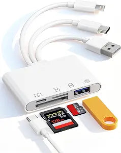 Flash Drive Adapter for iPhone/Android/PC, 4-in-1 Reader with SD/TF/USB-A/C