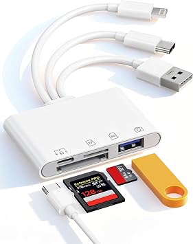 Flash Drive Adapter for iPhone/Android/PC, 4-in-1 Reader with SD/TF/USB-A/C
