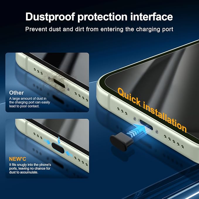 NEW'C 3X Privacy for iPhone 15 Plus Screen Protector (6.7 inches)+ 3X Camera Lens Protector, Sensor Protection, Case Friendly Tempered Glass Film + Dust Plug - Easy Installation Tool Included