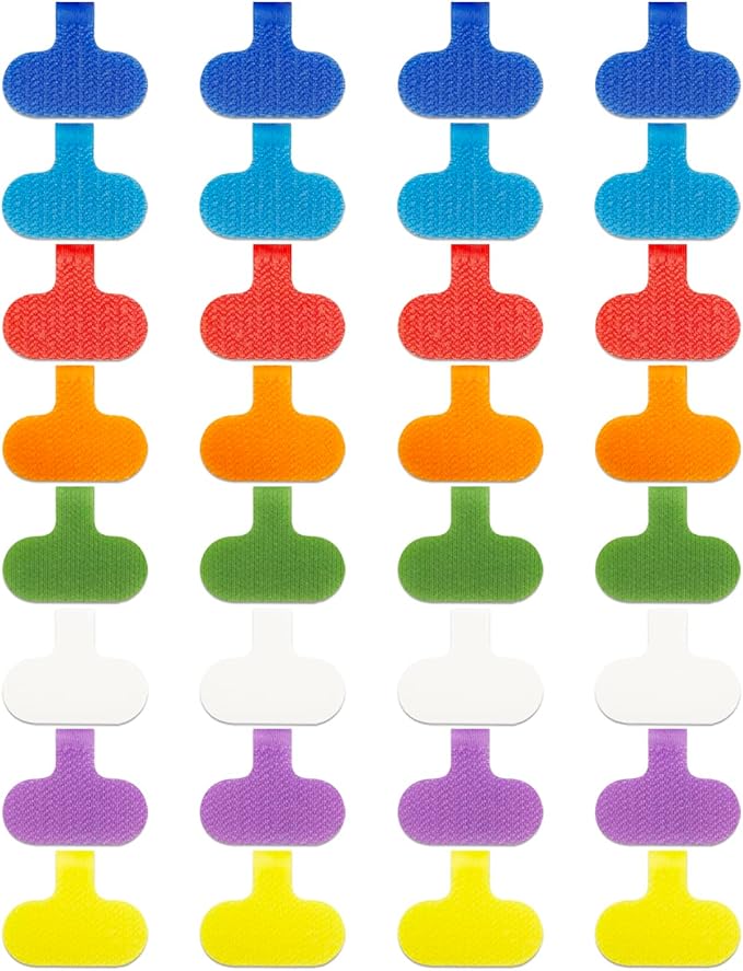 32 Pcs Cable Labels, Multi-Color Write On Cord Label, Wire Labels, Cable Tags, Wire Tags for Electronics, Computers Cable Management and Identification, Assorted Colors, 1.2" x 0.63"