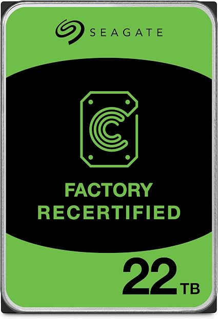Seagate Exos 22TB SATA HDD 6Gb/s 7200RPM 3.5-inch Enterprise Hard Drive (ST22000NM000C) (Renewed)