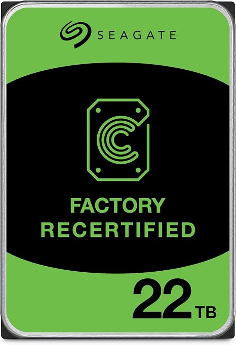 Seagate Exos 22TB SATA HDD 6Gb/s 7200RPM 3.5-inch Enterprise Hard Drive (ST22000NM000C) (Renewed)