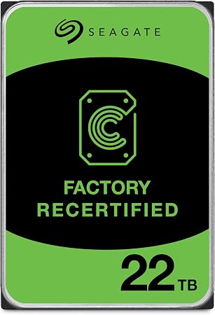 Seagate Exos 22TB SATA HDD 6Gb/s 7200RPM 3.5-inch Enterprise Hard Drive (ST22000NM000C) (Renewed)