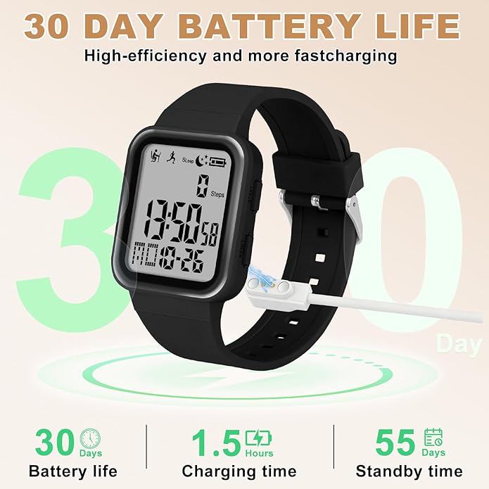 Edillas Digital Watch for Mens Womens, Fitness Tracker with EL Backlight No App/Phone Required, Sport Watch with Step Counter Pedometer Timer Vibration Alarm Clock, Sleep Monitor, Calorie, Distance