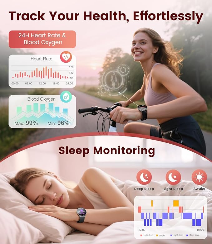 Smart Watches for Women with Make/Answer Calls, 7,99 mm Ultra-Thin Elegant Fitness Tracker with 1,43'' HD AMOLED Display, IP68 Waterproof, 110+ Sports Modes, Women's Health for iOS Android, Black Gold