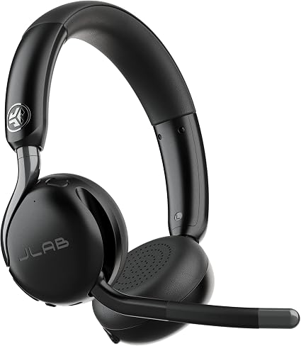 JLab, Go Work Gen 3, Wireless Headset, Boom Microphone, Noise Cancelling Mic, USB-C Dongle, Bluetooth Multipoint, Black
