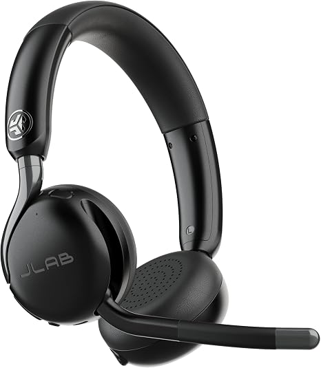 JLab, Go Work Gen 3, Wireless Headset, Boom Microphone, Noise Cancelling Mic, USB-C Dongle, Bluetooth Multipoint, Black