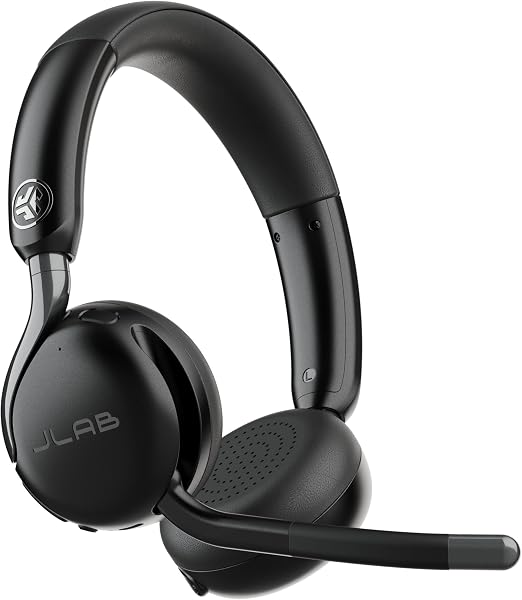 JLab, Go Work Gen 3, Wireless Headset, Boom Microphone, Noise Cancelling Mic, USB-C Dongle, Bluetooth Multipoint, Black