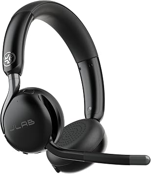 JLab, Go Work Gen 3, Wireless Headset, Boom Microphone, Noise Cancelling Mic, USB-C Dongle, Bluetooth Multipoint, Black