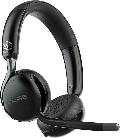 JLab, Go Work Gen 3, Wireless Headset, Boom Microphone, Noise Cancelling Mic, USB-C Dongle, Bluetooth Multipoint, Black