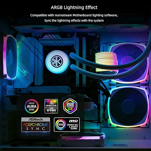 KINGCOOL Aqua Freeze AIO Cooler 360mm Radiator Liquid CPU Cooler RGB All-in-One Water Cooling System, 3x120mm ARGB Fans, AMD AM5/AM4 Intel LGA1800/1700/115X Sockets Compatible (360mm, White)