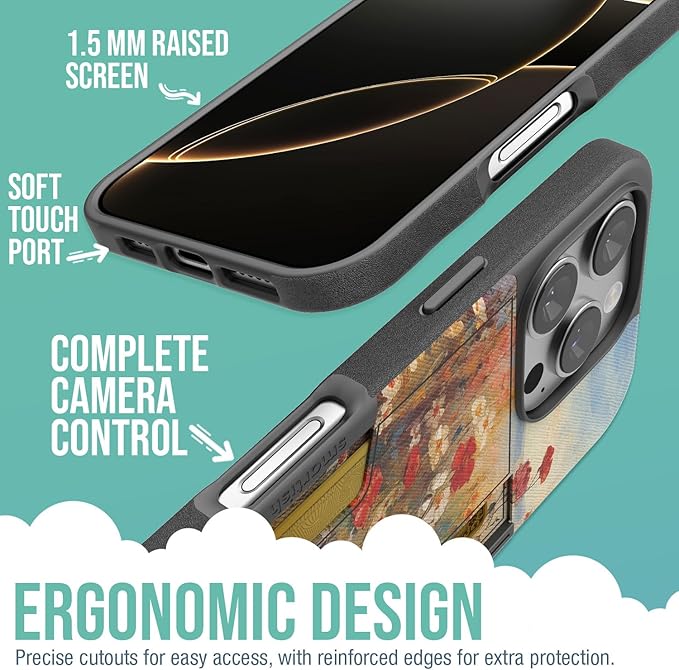 Smartish® iPhone 16 Pro Max Wallet Case - Wallet Slayer Vol 2 [Slim + Protective] Credit Card Holder w/Kickstand - Drop Tested Hidden Card Slot Cover for Apple iPhone 16 Pro Max - Wildflower Fields