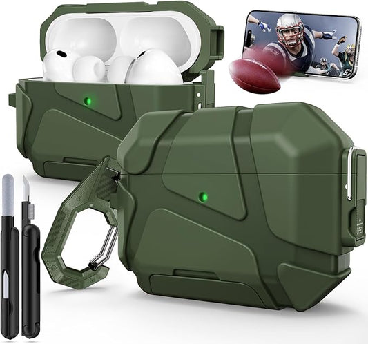 for AirPods Pro 3rd Case (2025 New),Secure Lock & Phone Stand Design Compatible with Airpods Pro 3 Generation Cover with Cleaner Kit-Green