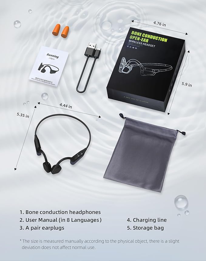 Bone Conduction Headphones Bluetooth 5.4 Open Ear Headphones with Mic, Wireless Earbuds for Running, Lightweight Sport Comfort Earbuds, IPX6 Waterproof, 18H Playtime, Couple Gifts for Him and Her Sets