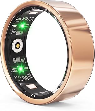 Luxelle Smart Ring Fitness Tracker with Sleep Monitor, Heart Rate, Blood Oxygen, Step Counter, 128 Sports Modes, IP68 Waterproof, Magnetic Charging, Compatible with iOS & Android