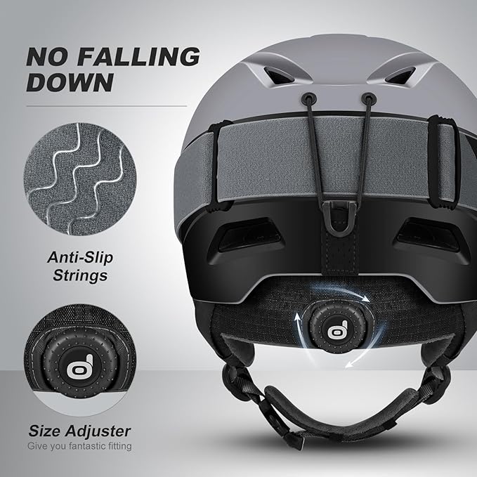 Odoland Ski Helmet, Snowboard Helmet with Ski Goggles for Adults and Youth, Audio Compatible, Shockproof, Windproof, Safety Snow Sports Helmet and Protective Glasses for Men Women
